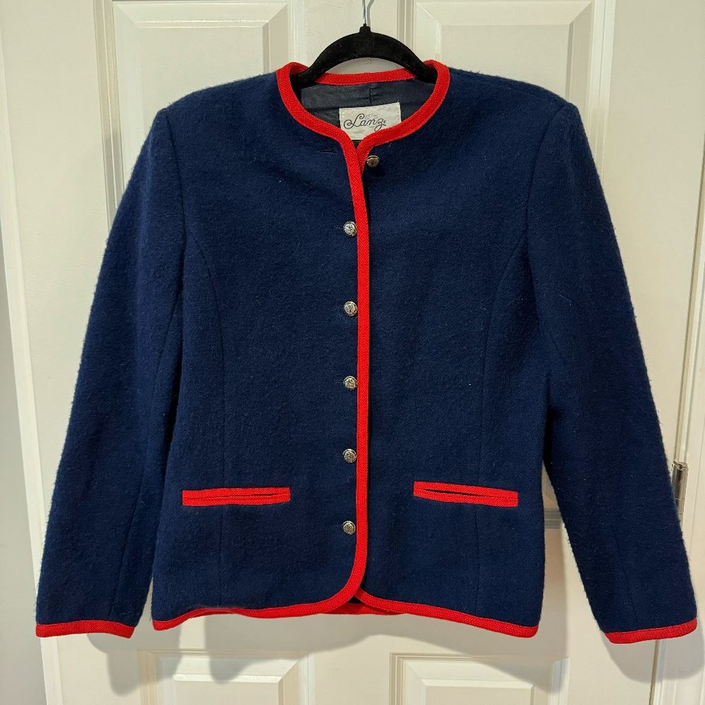 Lang Originals Navy and Red Button Blazer‎ - Size Small